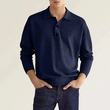 Herren Polo Pullover Langarm Kragen