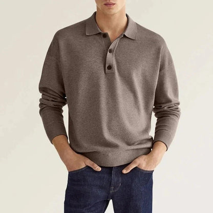 Herren Polo Pullover Langarm Kragen