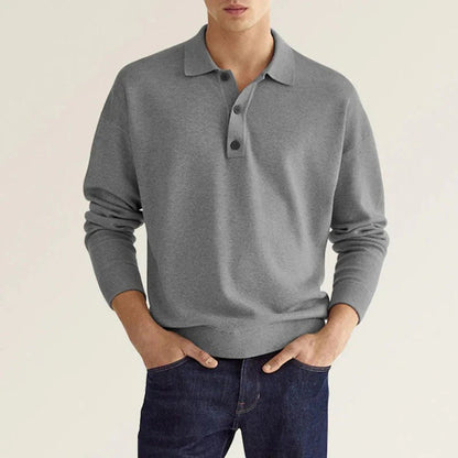 Herren Polo Pullover Langarm Kragen