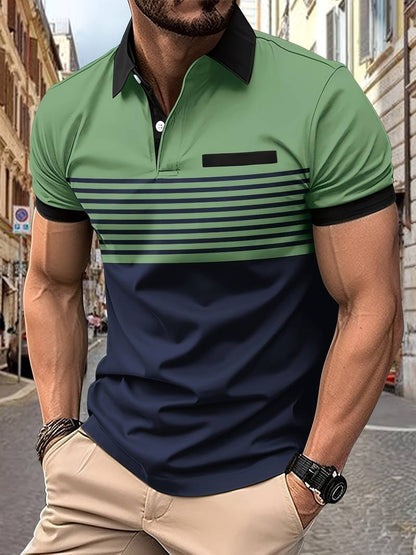 Herren Polo Shirt Gestreift Kurzarm - IdealeKleiden