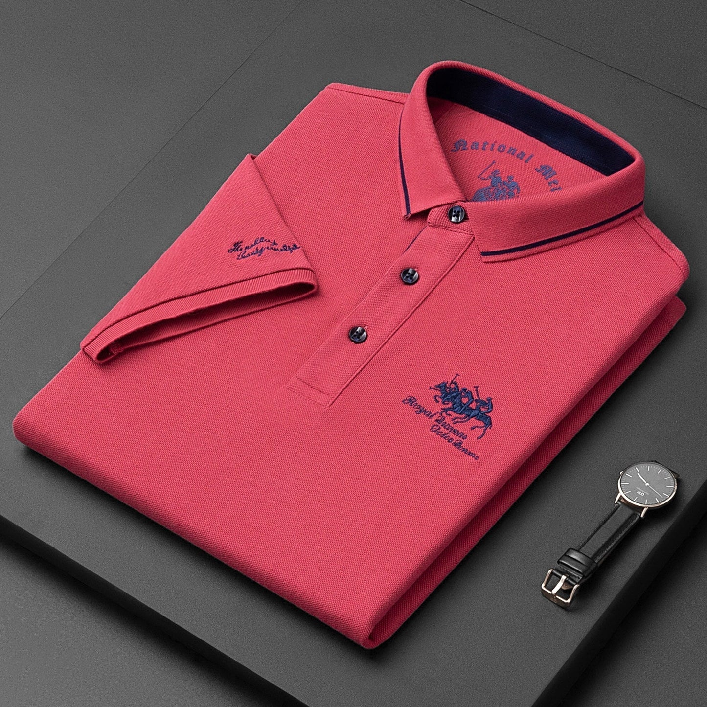 Herren Polo Leinen Hemd Kurzarm