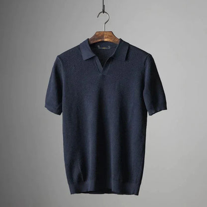 Herren Polo Shirt Kurzarm V-Ausschnitt Modern