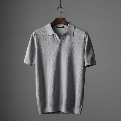 Herren Polo Shirt Kurzarm V-Ausschnitt Modern