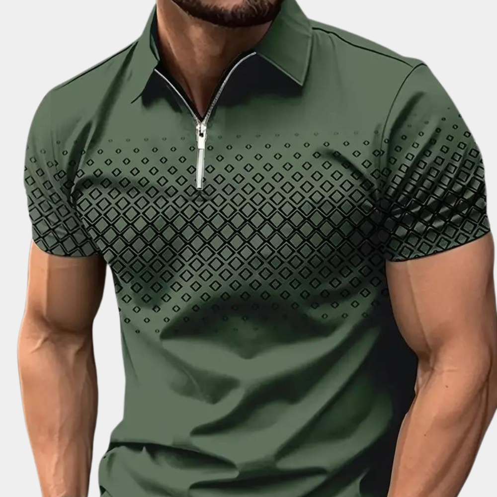Herren Polo Shirt Viertelreißverschluss Elegant
