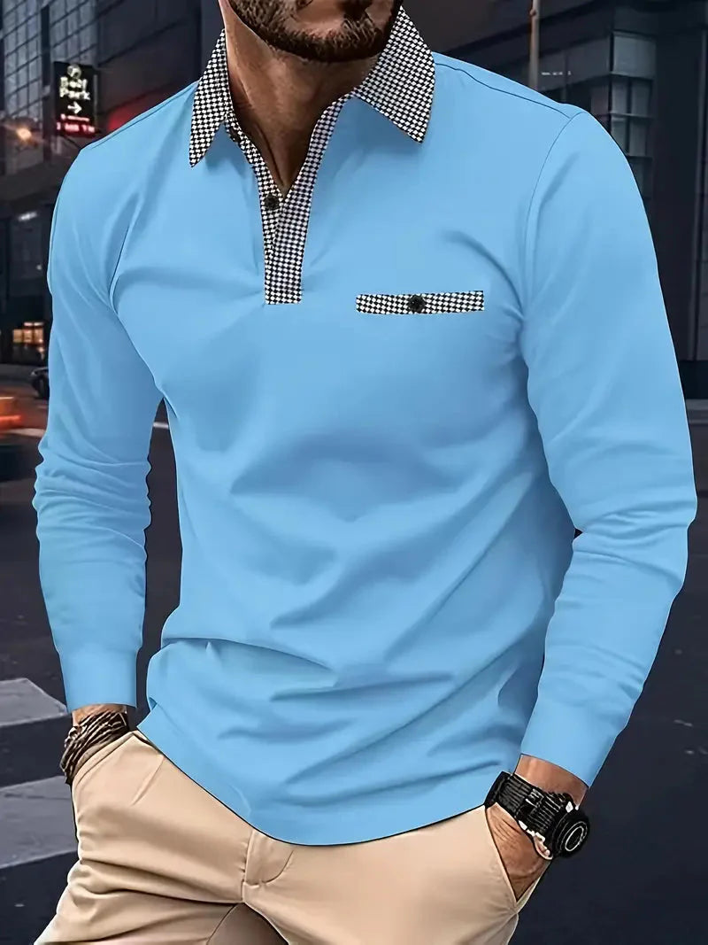 Herren Polohemd Langarm Elegant