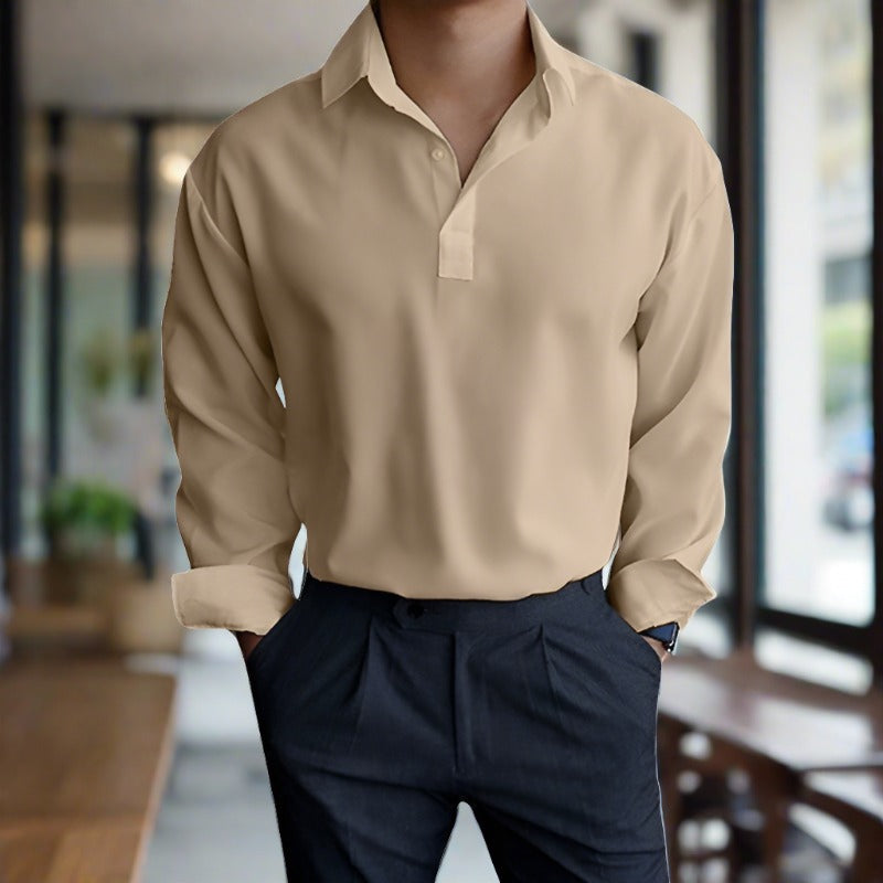 Bequemes Herren Polohemd Langarm Elegant - IdealeKleiden