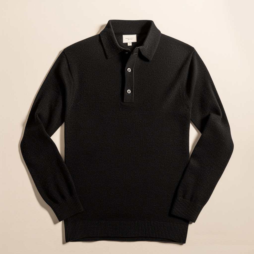 Herren Polohemd Langarm Kragen Elegant