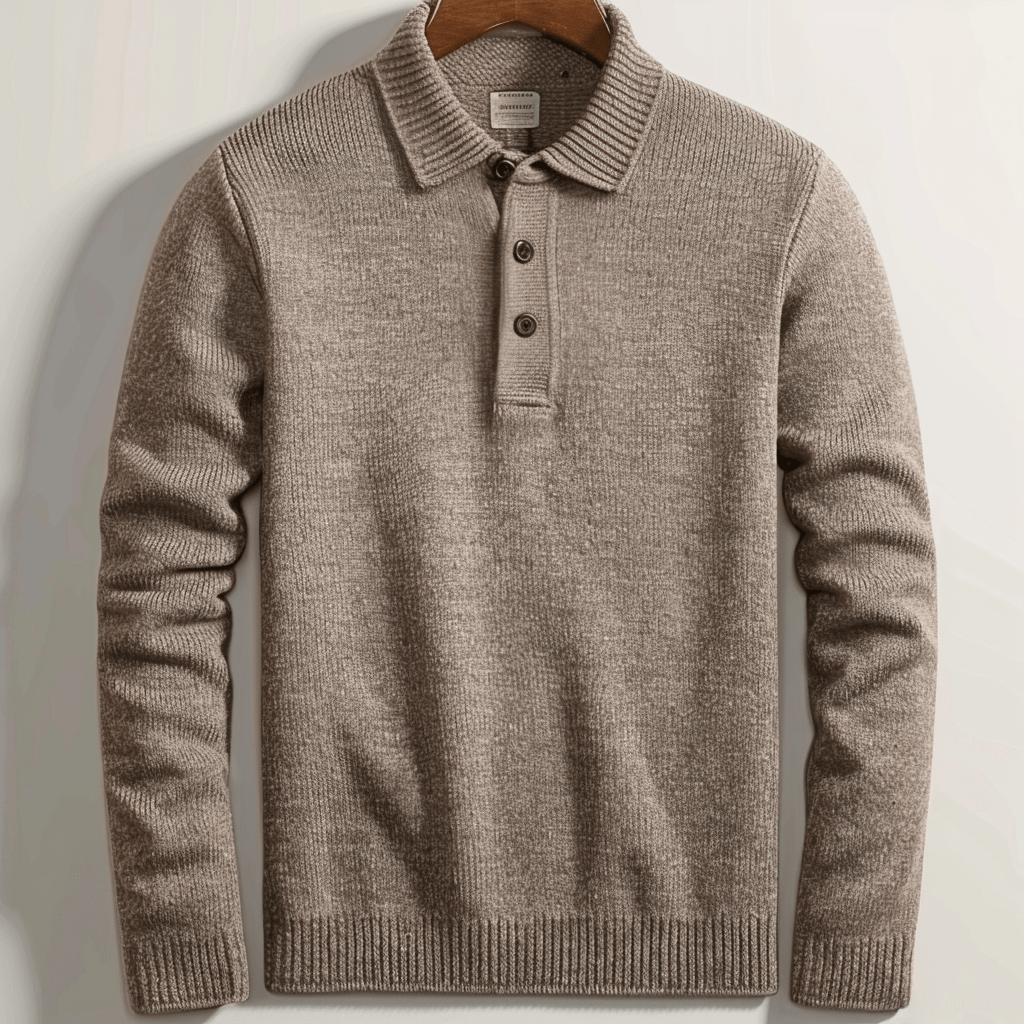 Herren Polohemd Langarm Kragen Elegant