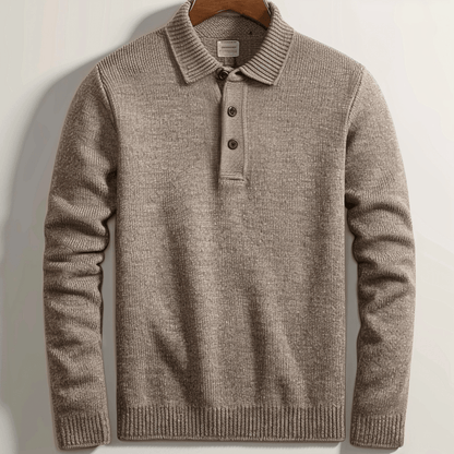 Herren Polohemd Langarm Kragen Elegant