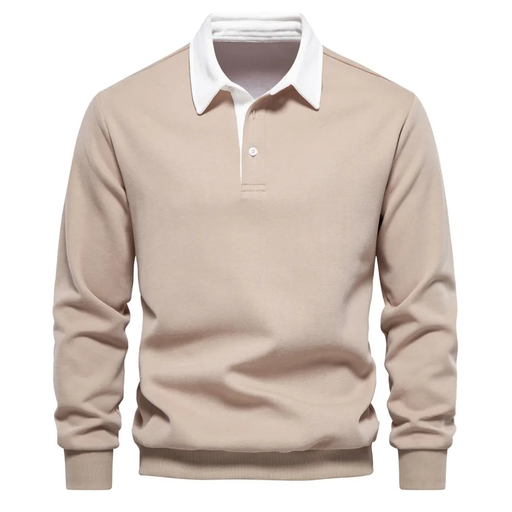 Herren Pullover Langarm Poloshirt