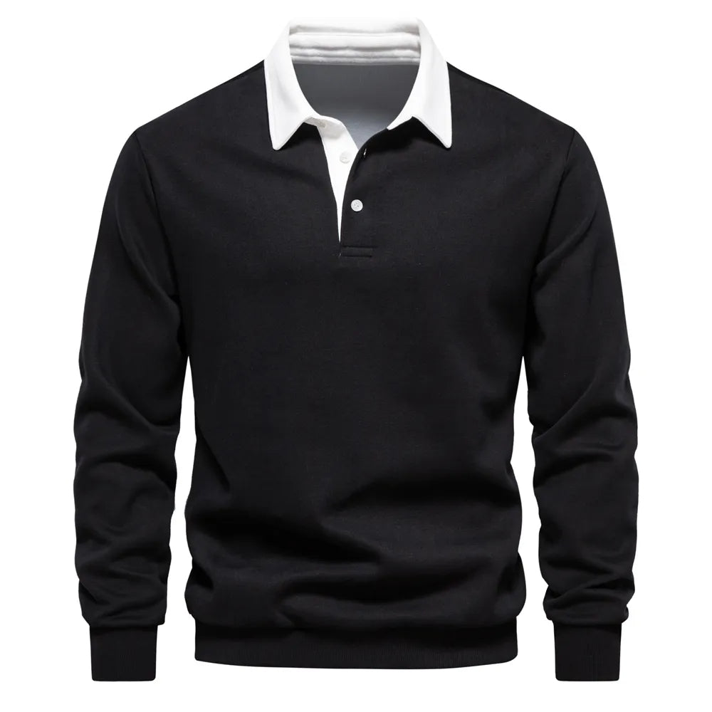 Herren Pullover Langarm Poloshirt