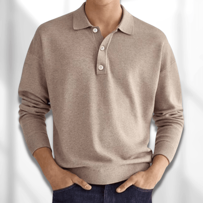 Herren Poloshirt Pullover Langarm Klassisch - IdealeKleiden