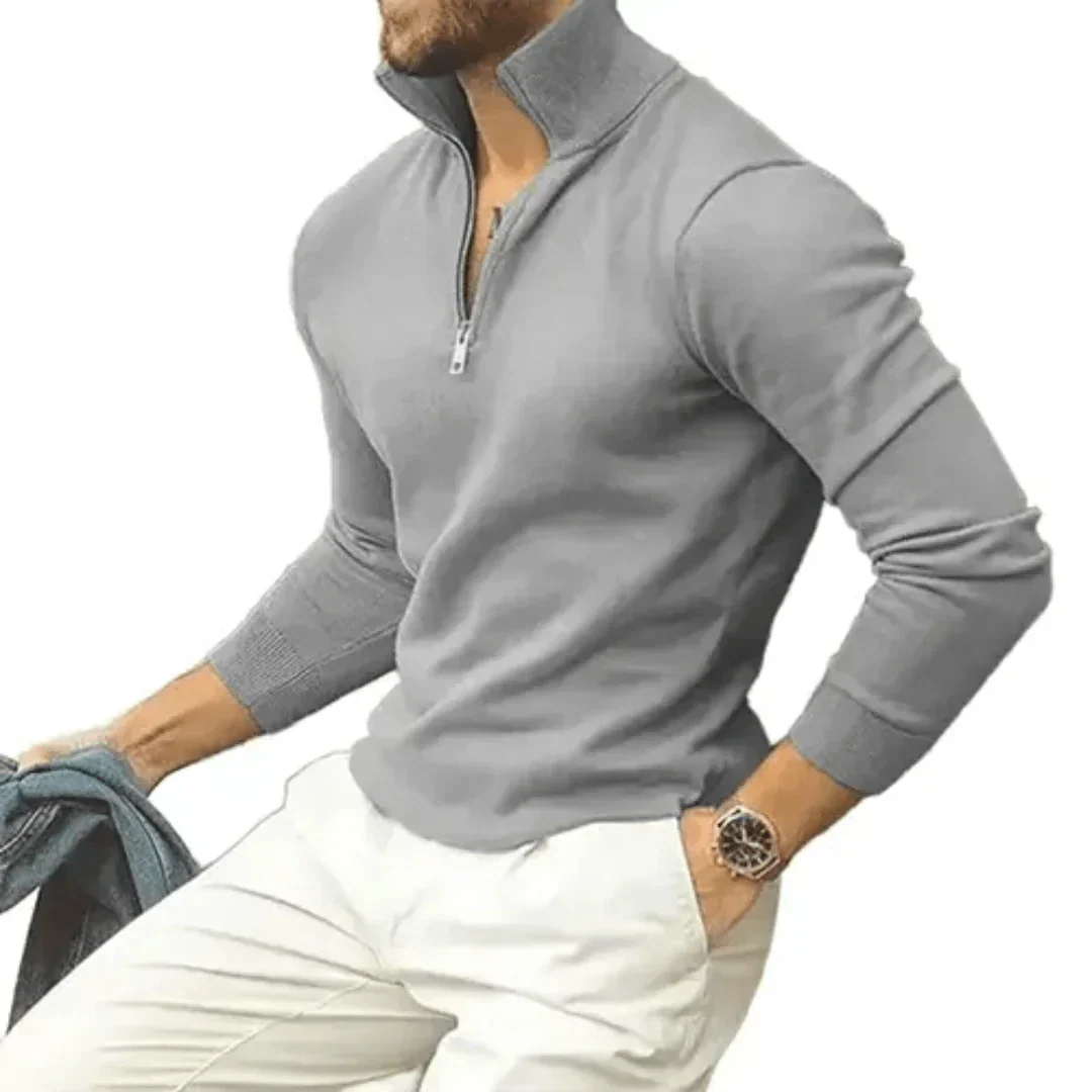 Herren Pullover Langarm Quarter Zip Modern