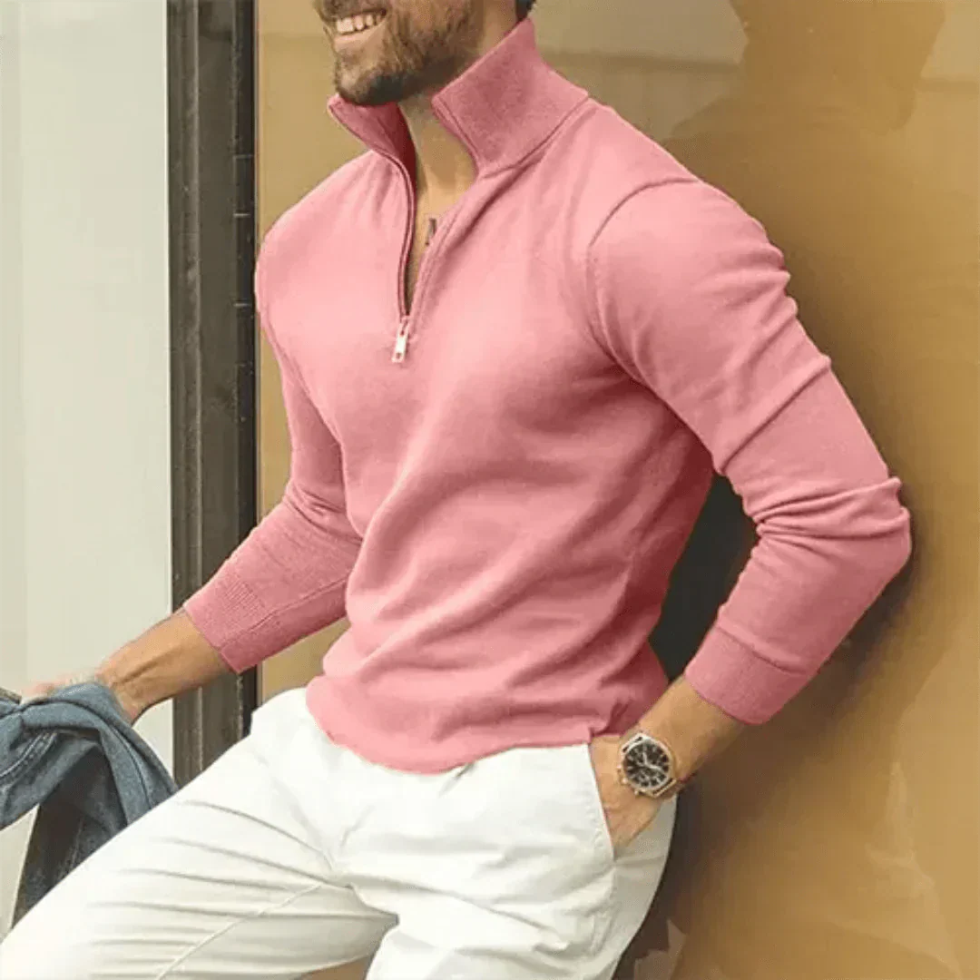 Herren Pullover Langarm Quarter Zip Modern