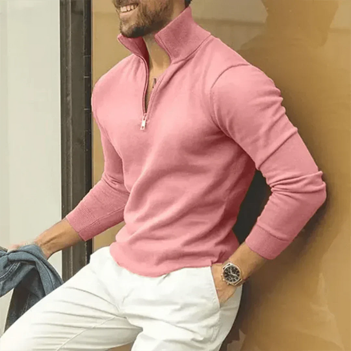 Herren Pullover Langarm Quarter Zip Modern