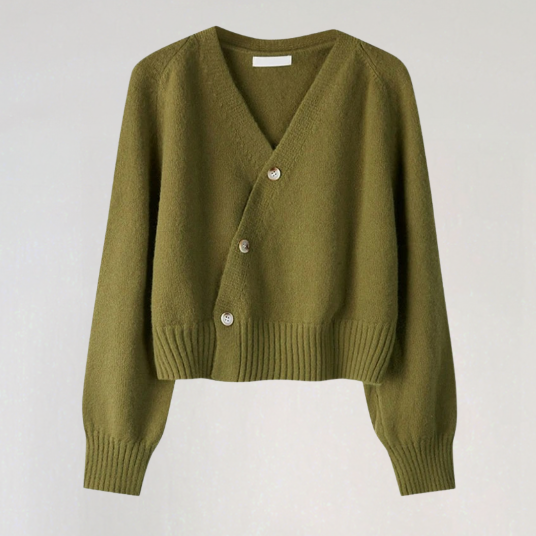 Damen Wolljacke V-Ausschnitt Elegantes Design