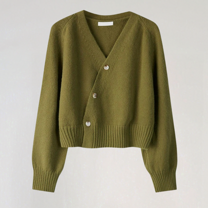 Damen Wolljacke V-Ausschnitt Elegantes Design
