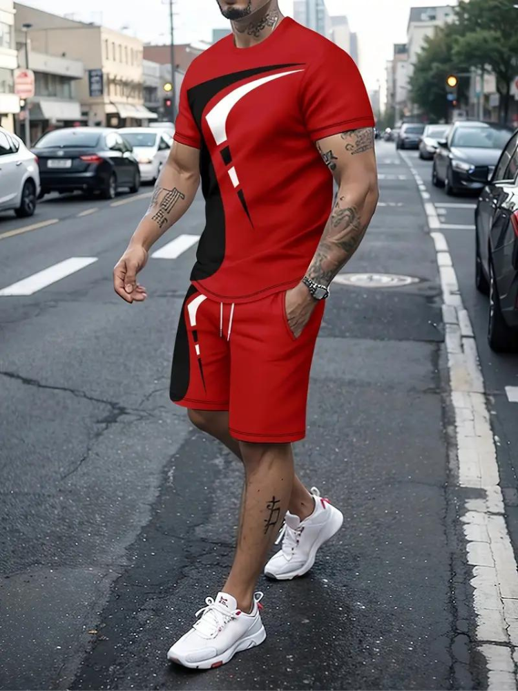 Herren Sommer Outfit: Trendy T-Shirt und Shorts Set - IdealeKleiden