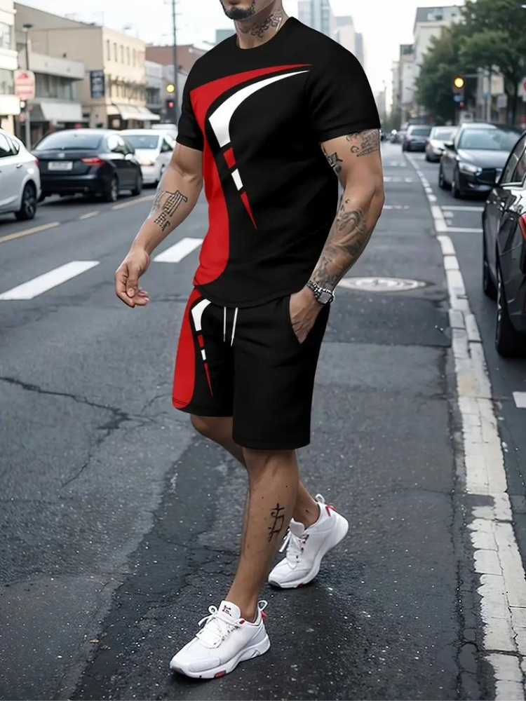 Herren Sommer Outfit: Trendy T-Shirt und Shorts Set