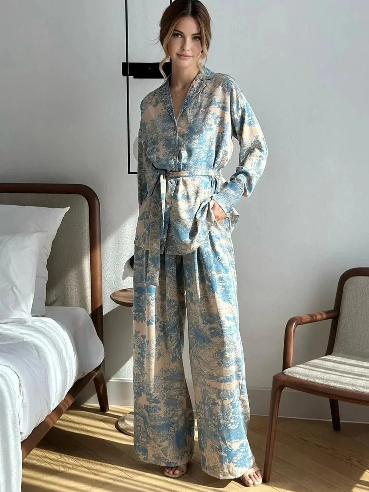 Damen Zweiteiler Set Sommer Blumenprint - IdealeKleiden