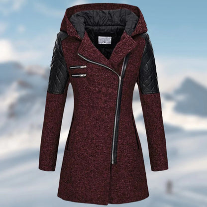 Frauen Mantel Warm Kapuze Wollmix