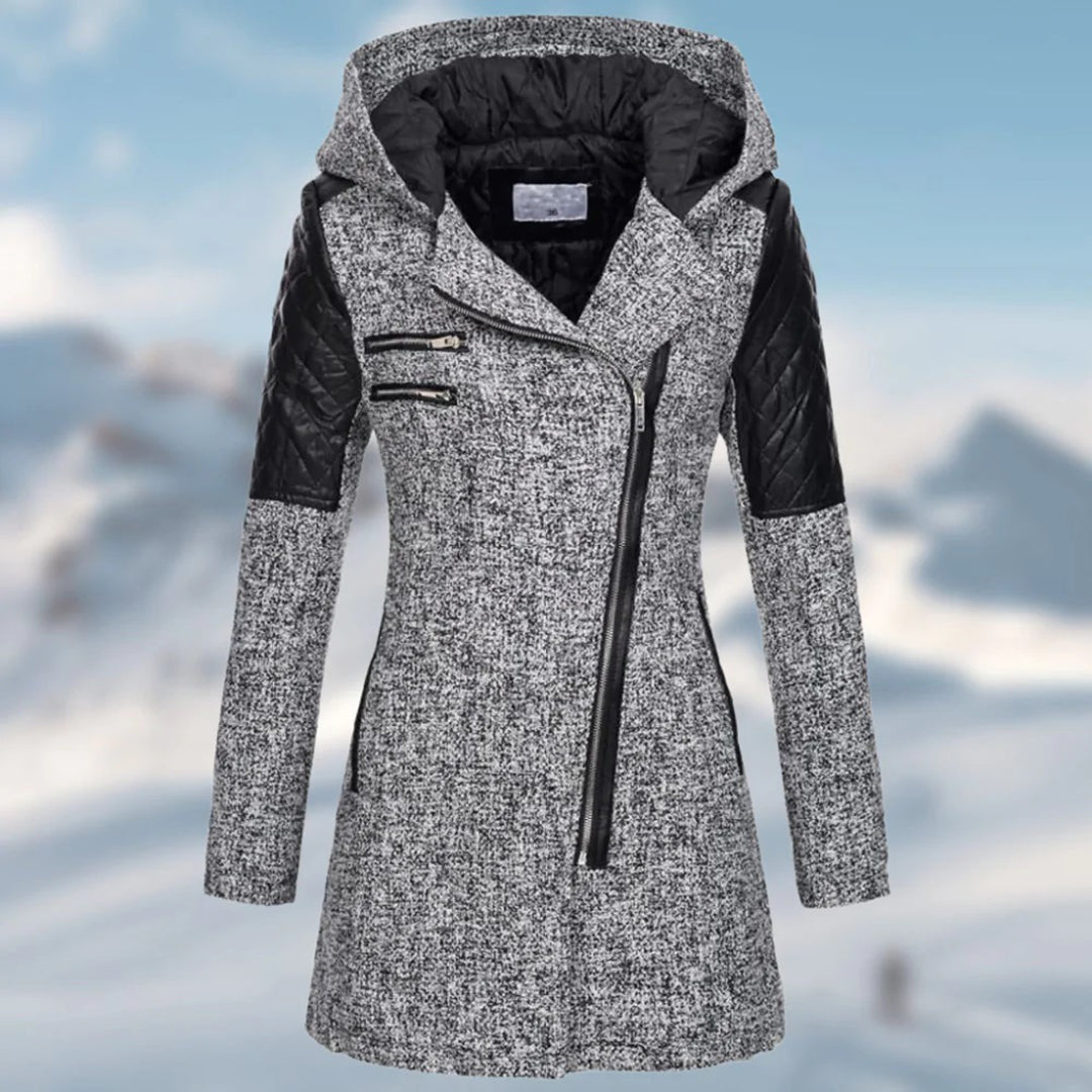 Frauen Mantel Warm Kapuze Wollmix - IdealeKleiden