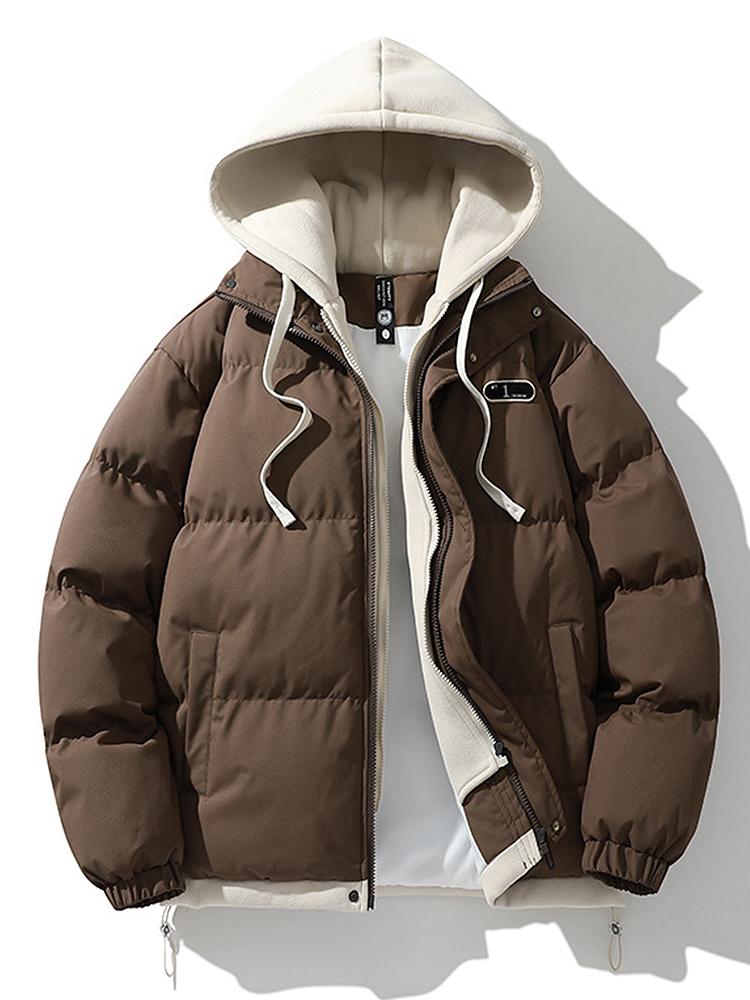 Wattierte Pufferjacke Herren Winter Mantel Kapuze