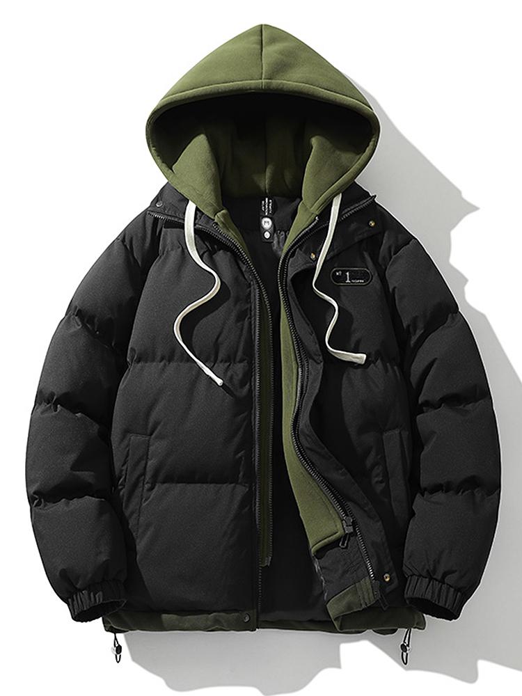 Wattierte Pufferjacke Herren Winter Mantel Kapuze - IdealeKleiden