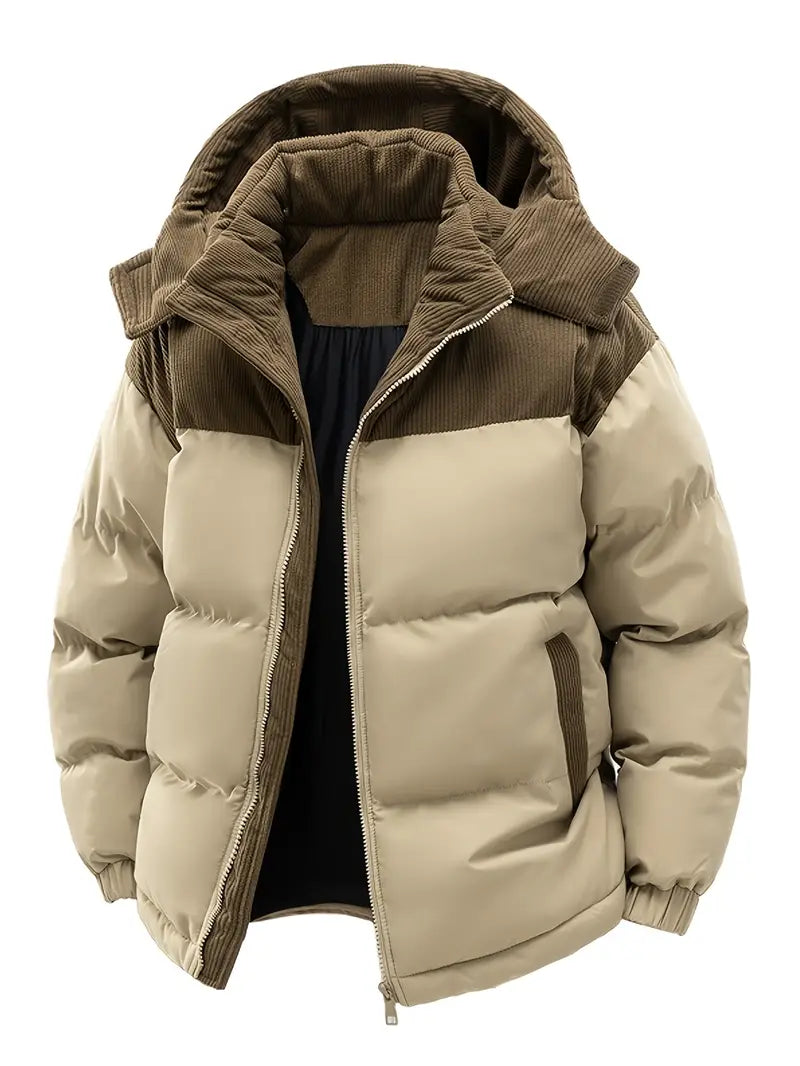 Warme Winterjacke Herren Pufferjacke Kapuze - IdealeKleiden