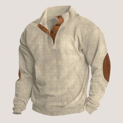 Herren Pullover mit Aufnäher Rippen Optik