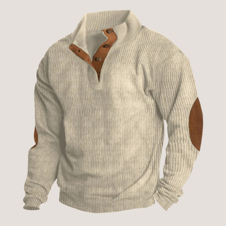 Herren Pullover mit Aufnäher Rippen Optik