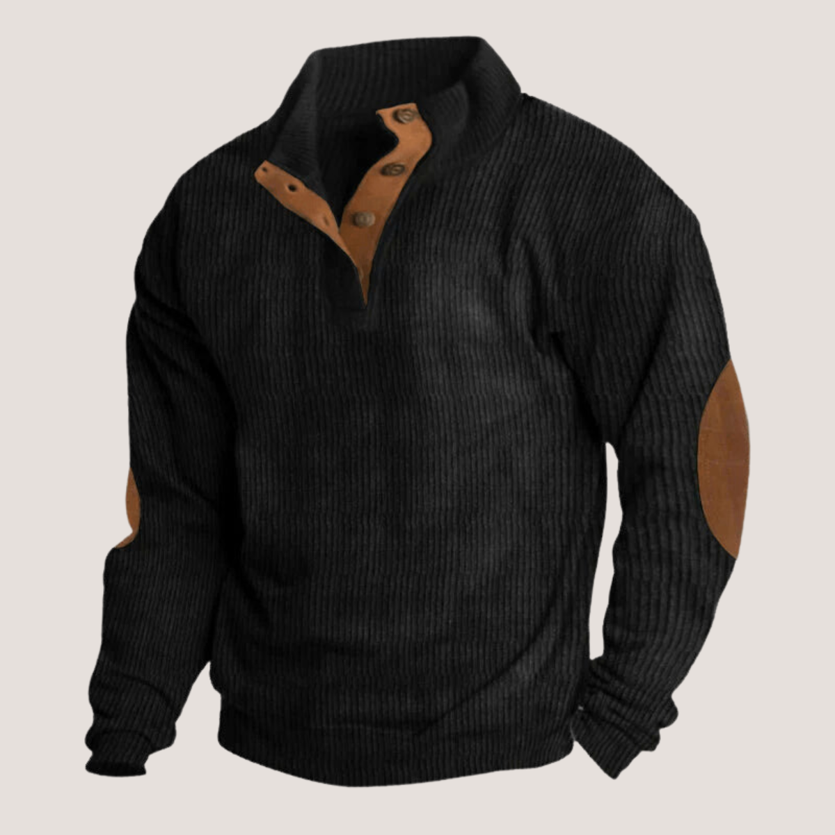 Herren Pullover mit Aufnäher Rippen Optik