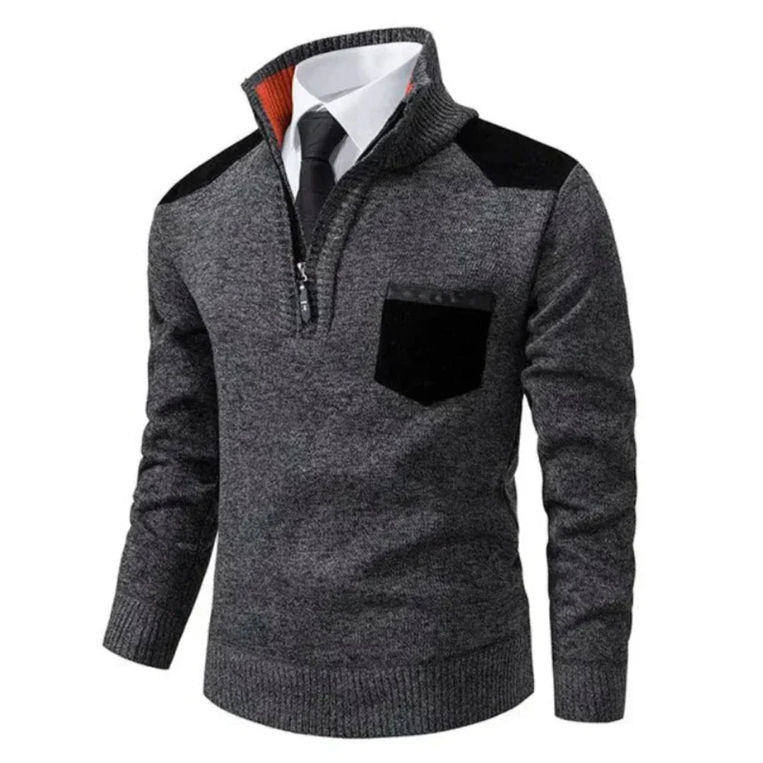 Herren Pullover Langarm Reißverschluss