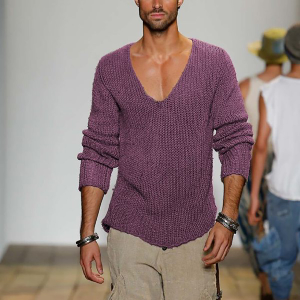 Herren Strickpullover V-Ausschnitt Langarm Casual