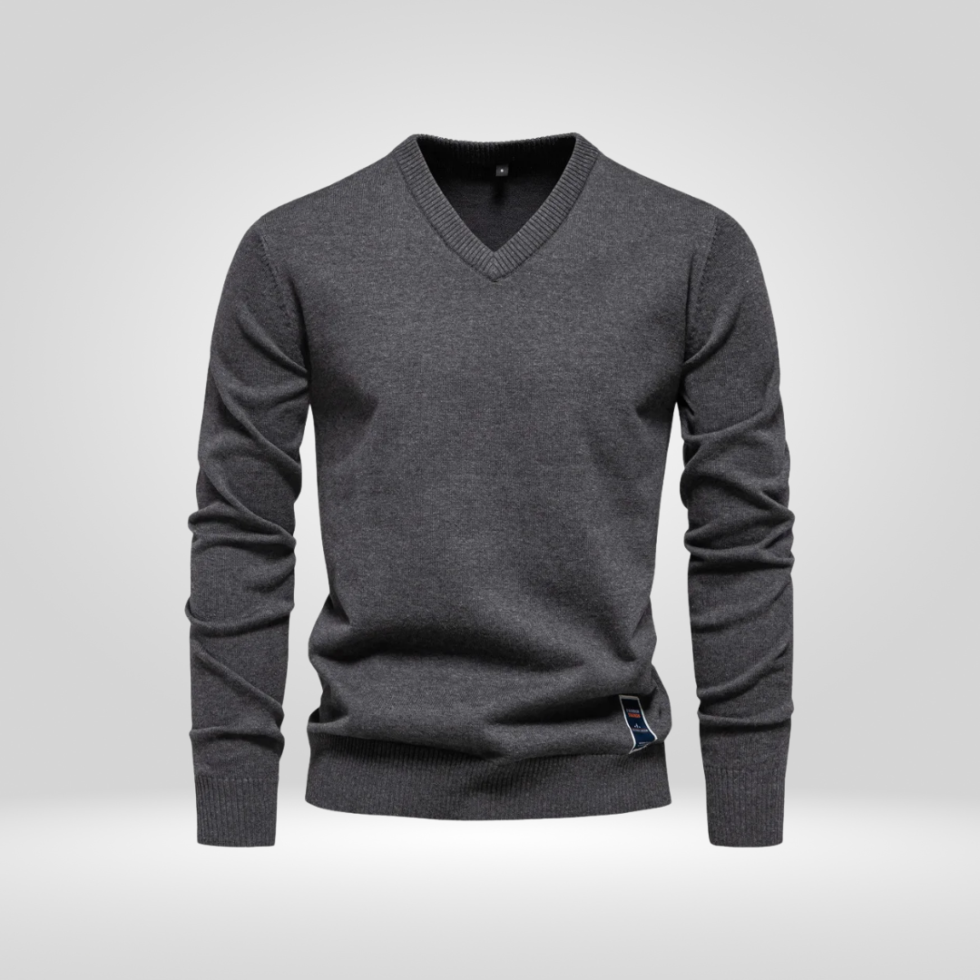Herren Pullover V-Ausschnitt Einfarbig