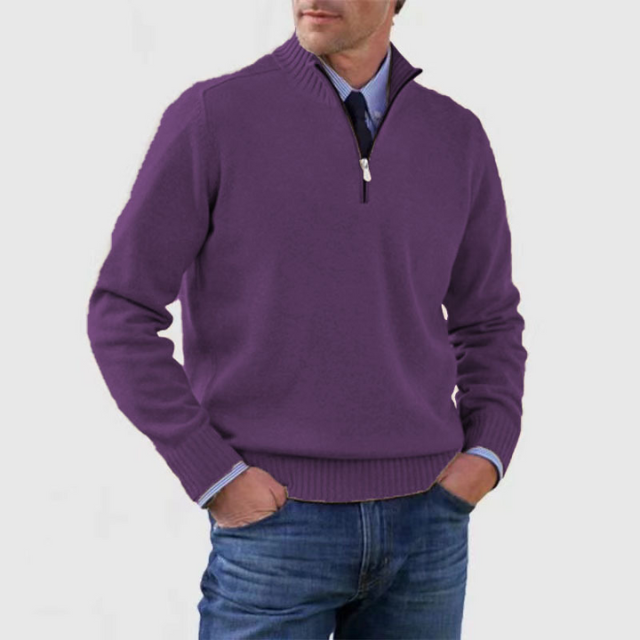 Herren Pullover Modern Halbzippverschluss