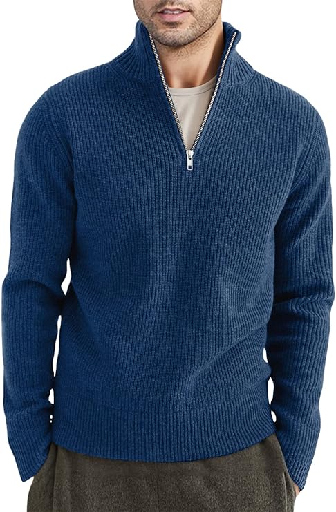 Herren Pullover Halbzipp Modisch Rippstrick