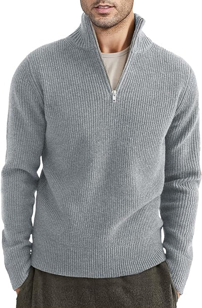Herren Pullover Halbzipp Modisch Rippstrick
