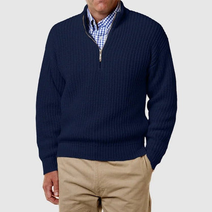 Herren Strickpullover Lässig Langarm Viertelreißverschluss