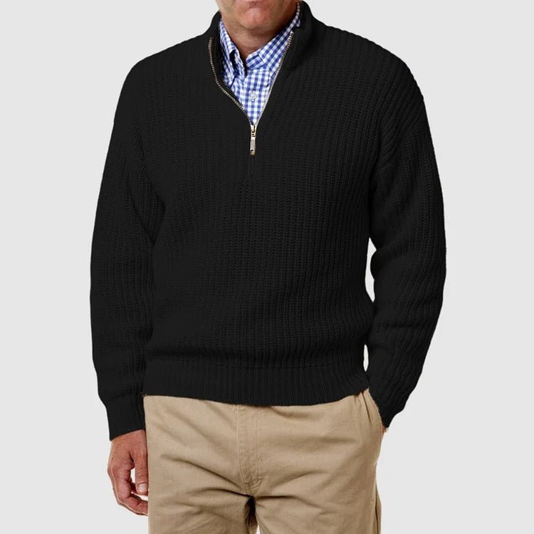 Herren Strickpullover Lässig Langarm Viertelreißverschluss