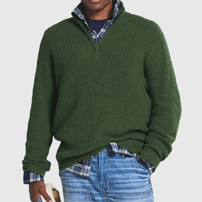 Herren Pullover Lässig Rippstrick Halbreißverschluss