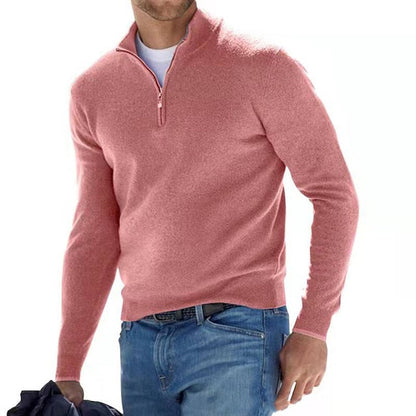 Herren Pullover Halbzipper Bequem Langarm