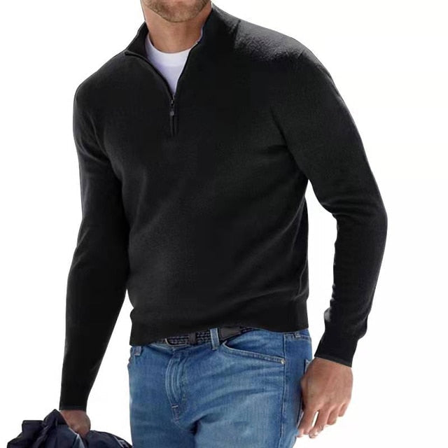 Herren Pullover Halbzipper Bequem Langarm