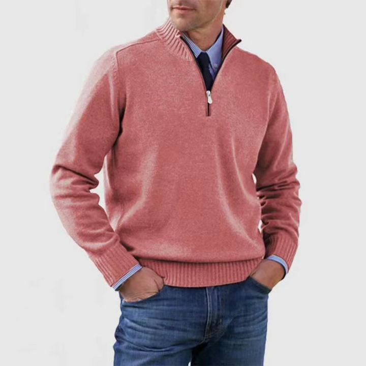 Herren Pullover Mit Viertelreißverschluss Lockere Passform