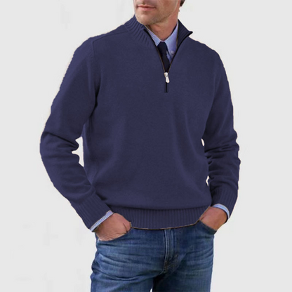 Herren Pullover Mit Viertelreißverschluss Lockere Passform