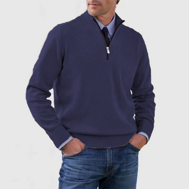 Herren Pullover Mit Viertelreißverschluss Lockere Passform