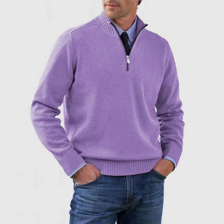 Herren Pullover Mit Viertelreißverschluss Lockere Passform