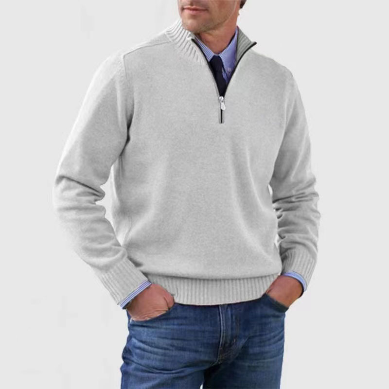 Herren Pullover Mit Viertelreißverschluss Lockere Passform