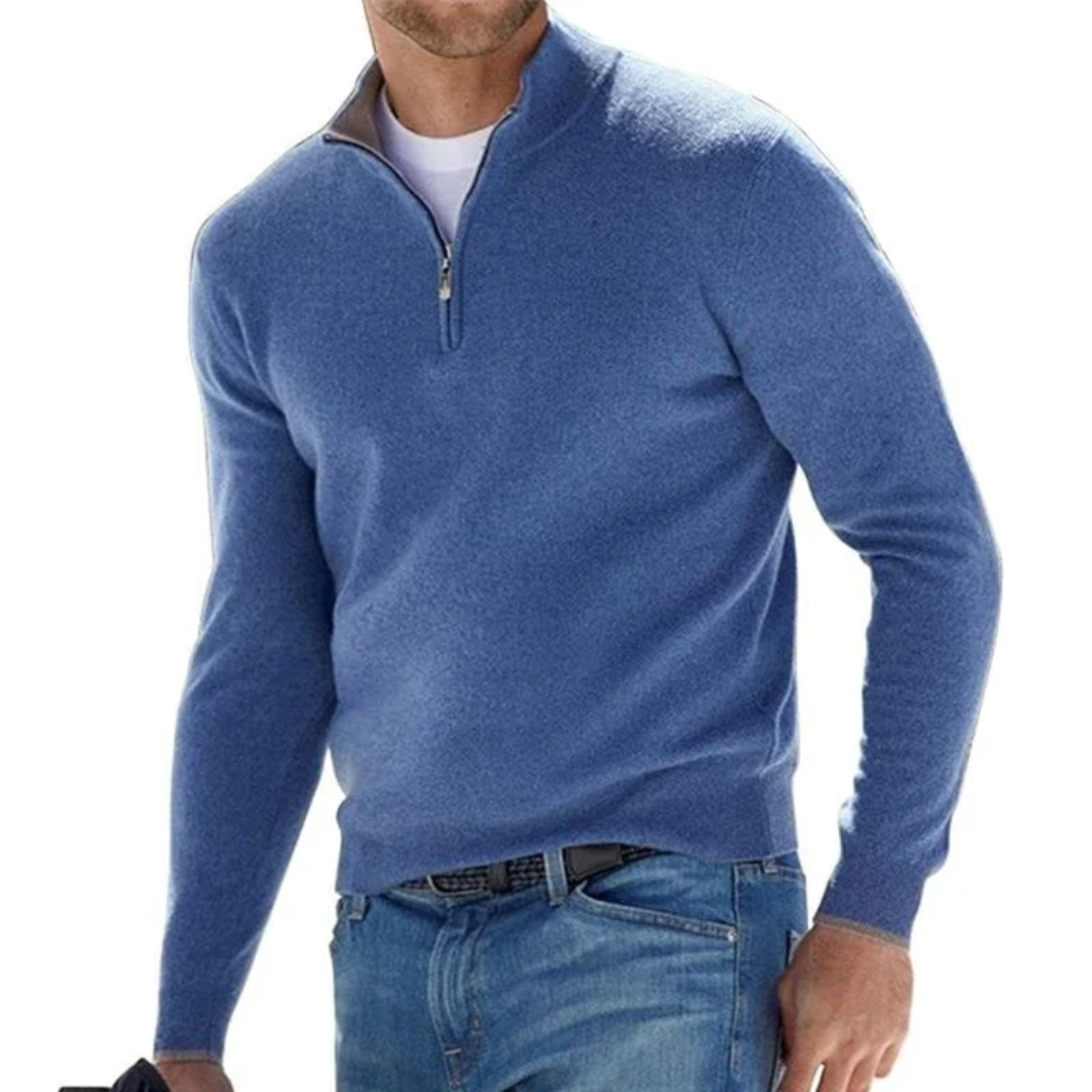 Herren Pullover Langarm Strick mit Reißverschluss