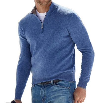 Herren Pullover Langarm Strick mit Reißverschluss